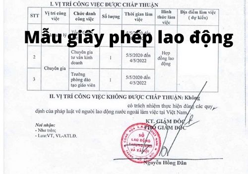 Mẫu chấp thuận giấy phép lao động - Work permit